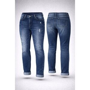 KanCan for Maurices Mid Rise Skinny Jeans Dark Wash Distressed Size 18 116527